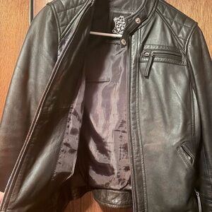 Angels Black Leather Moto Jacket for Women